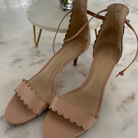 Coach pink nude heels with ankle wrap size 9 - Picture 4 of 4